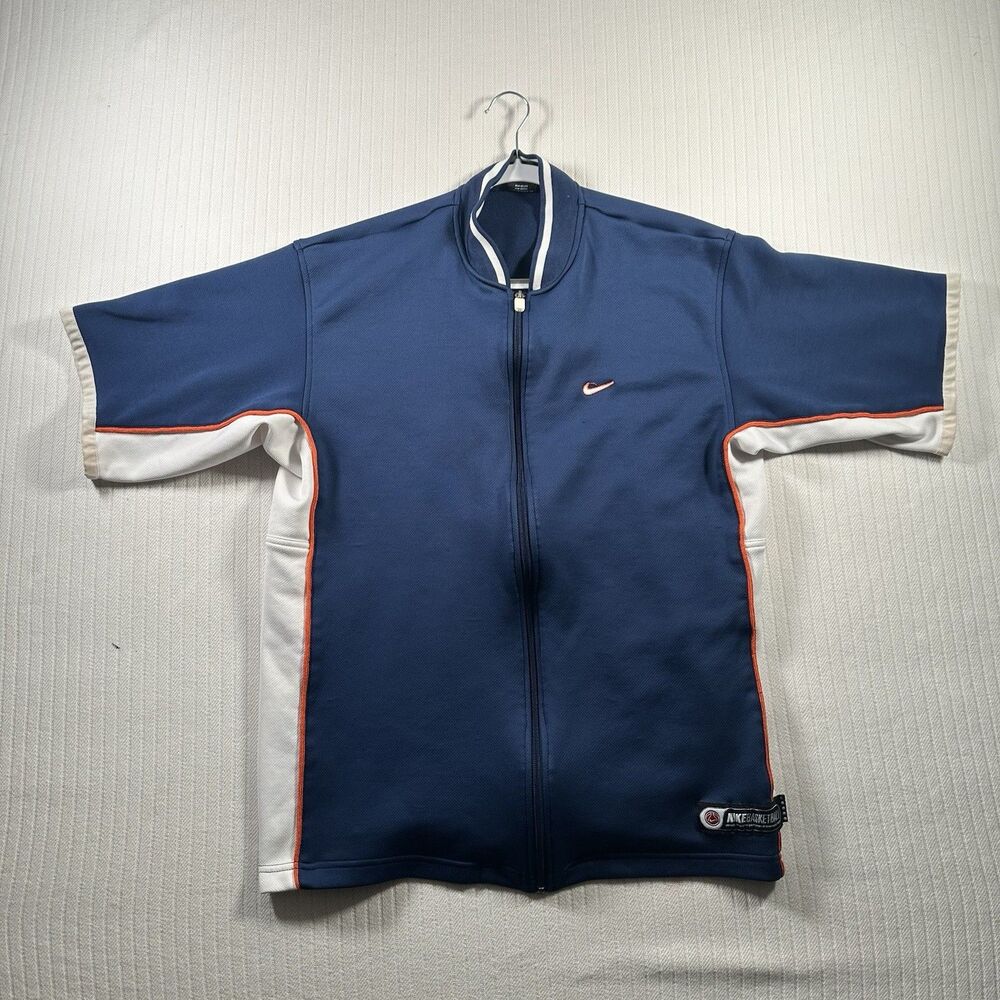 Nike Team Men’s XL Basketball Warm Up Jacket Blue White Orange Full Zip
